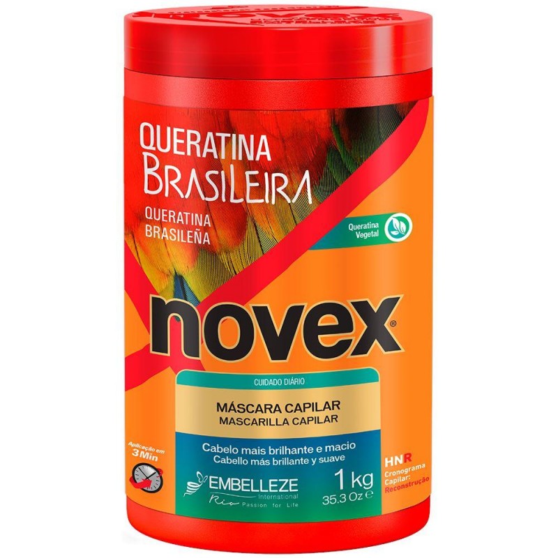 Brasil Máscara de queratina "Queratina Brasileira" Acción rápida y profunda "Novex" 1Kg