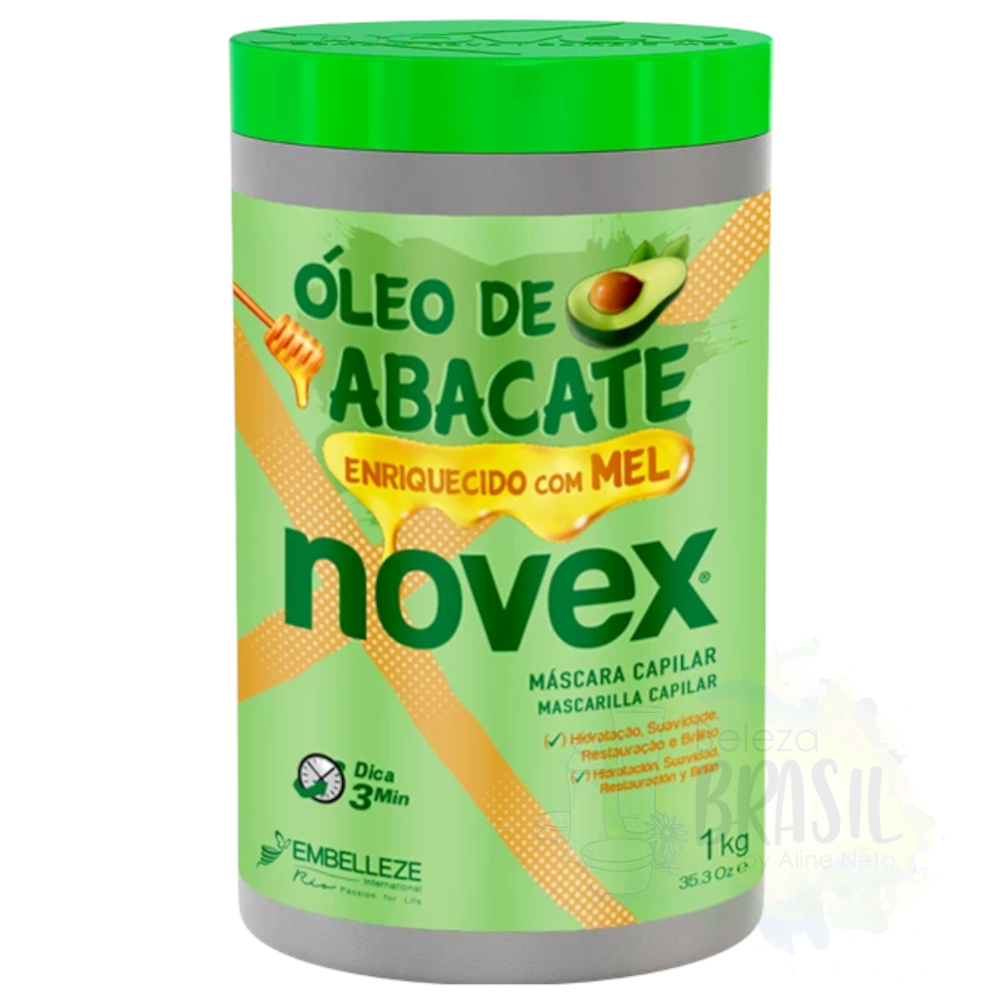 Máscara hidratante "abacate leo" óleo de abacate enriquecido com mel "Novex" 1kg