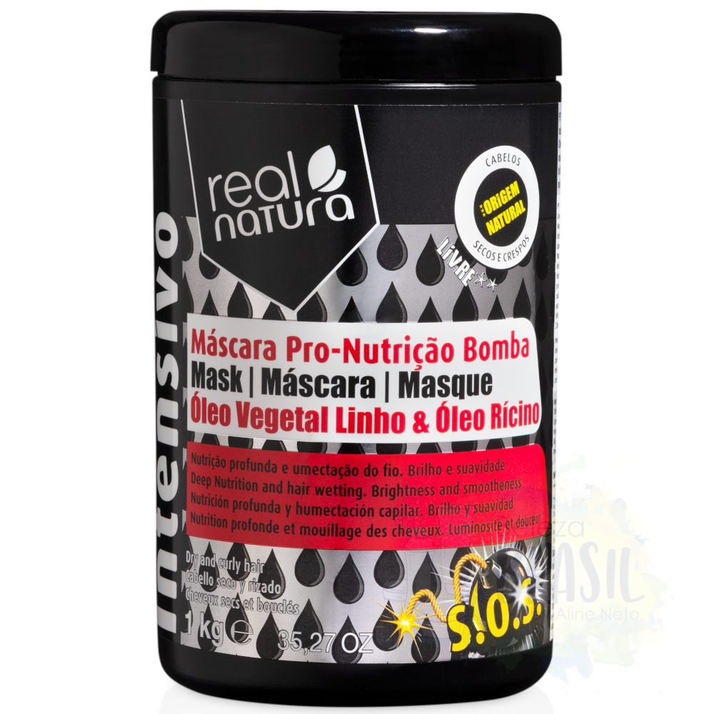 Máscara nutricional "Pro-nutriçao Bomba" absorção rápida "Real Natura" 1kg