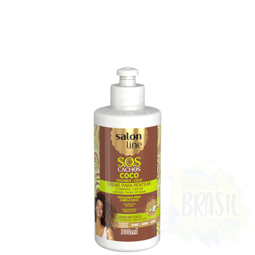 Creme De Pentear para cabelo Seco "SOS Coco" Hidrata e Repara "Salon Line" 300ml