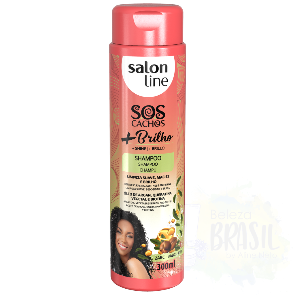 Champô suave lavagem "SOS + Brilho" óleo de argan, queratina vegetal e biotina "Salon Line" 300ml