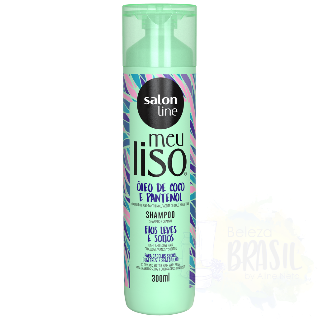 Shampoo de cabelo lisos "Meu Liso" com óleo de coco e pantenol "Salon Line" 300ml