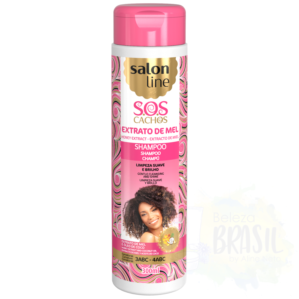 Champô suave lavagem "SOS Extrato de Mel" Com mel e óleo de coco "Salon Line" 300ml
