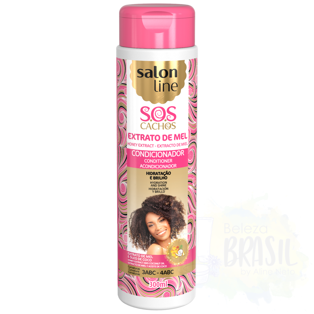 After-shampoo moisturizer "S.O.S Extrato de Mel" With honey and coconut oil "Salon Line" 300ml