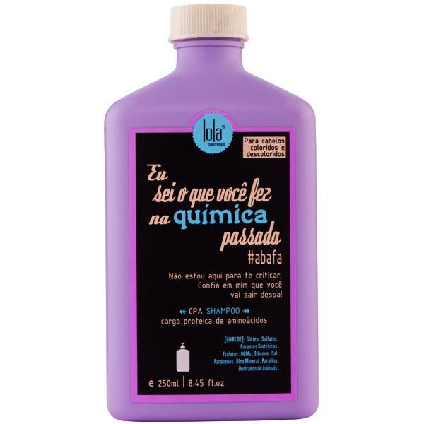 Protective shampoo "Vegan"CPA "Eu sei que você fez na quimica passada" hair treated chemically or colored "lola" 250ml