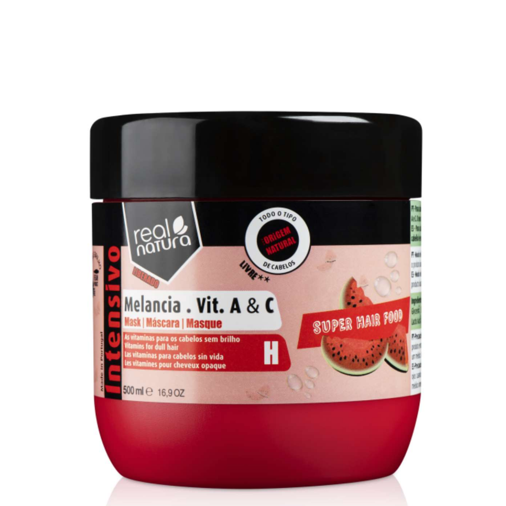 Mascara "Super Hair Food - Melancia, Vit.A&C" Real Natura 500ml