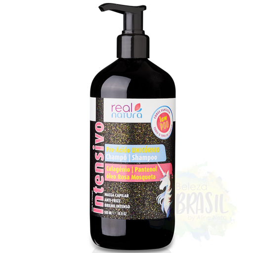 [5600493405792] Shampoo Anti-frizz "Pro-Acido Unicornio" Colagene, panthenol, rosehy oil, intense shine "Real Natura" 500ml