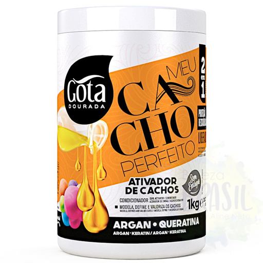 [G0148] Styling Cream with curl activator "Meu Cacho Perfeito" Argan & Keratin "Gota Dourada" 1kg