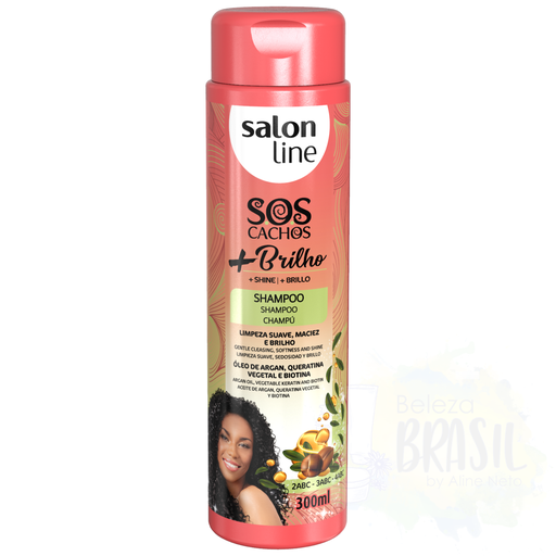 [7898009430071] Champú suave lavado "SOS + Brilho" aceite de argán, queratina vegetal y biotina "Salon Line" 300ml