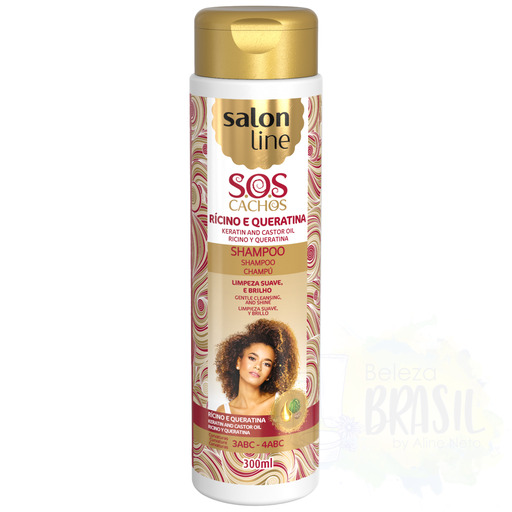 [7898009430125] Shampoo gentle wash "S.O.S Rícino e Queratina" with castor oil and keratin "Salon Line" 300ml