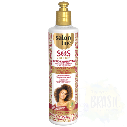 [7898009430187] Curl Activator "S.O.S Rícino e Queratina" humidifier with sunscreen "salon line" 300 mL