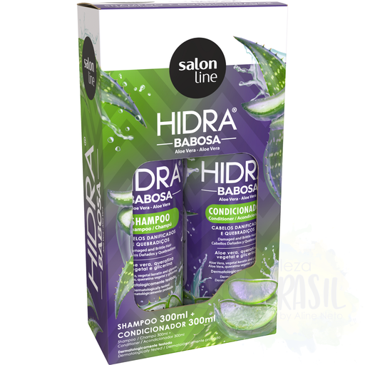 [7898968070806] Kit champú + acondicionador hidratante "Hidra Babosa" con aloe vera "Salon Line" 2x 300ml