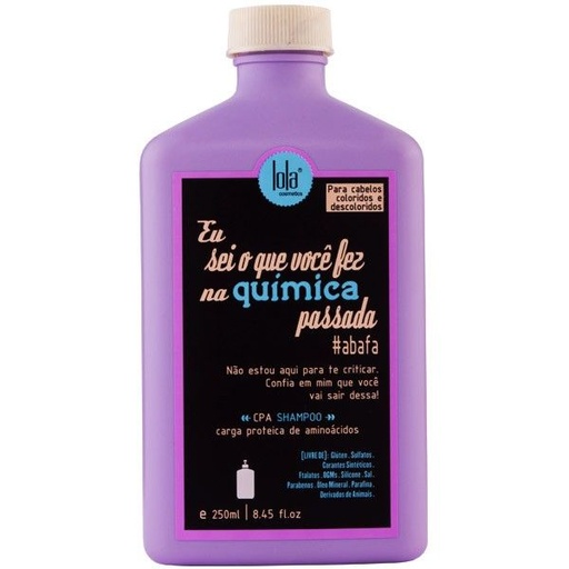 [7899572806034] Protective shampoo "Vegan"CPA "Eu sei que você fez na quimica passada" hair treated chemically or colored "lola" 250ml